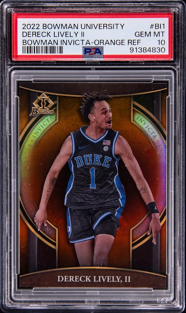 2022-23 Bowman University Dereck Lively II Invicta Orange Refractor #BI-1 card image
