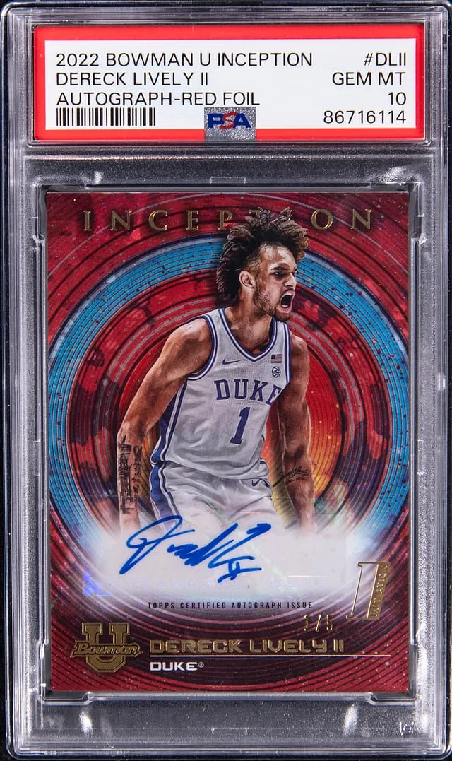 2022-23 Bowman University Dereck Lively II Inception Autograph Red Foil #DLII card image