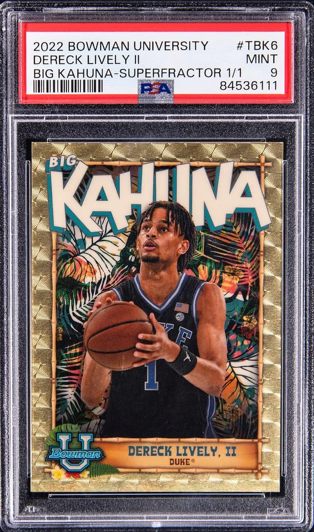 2022-23 Bowman University Dereck Lively II Big Kahuna - Superfractor 1/1 #TBK6 card image