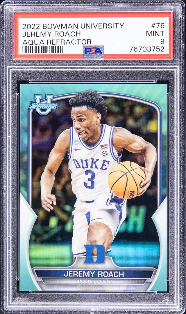 2022-23 Bowman University Jeremy Roach Aqua Refractor #76 card image