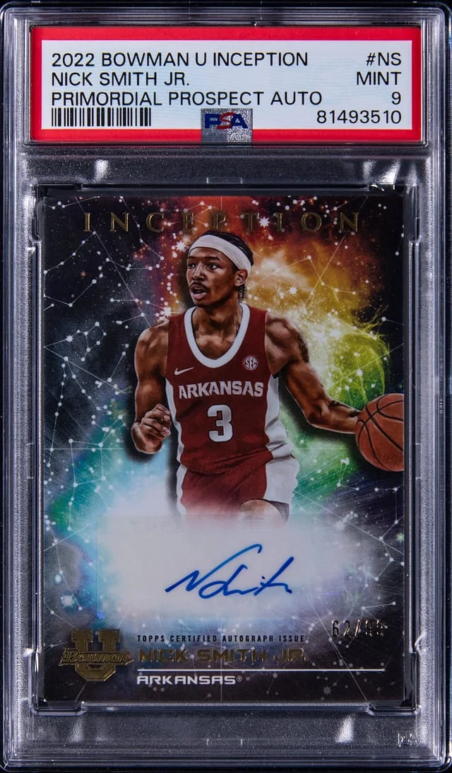 2022-23 Bowman University Nick Smith Jr. Inception Primordial Prospect Autograph #PMP-NS card image