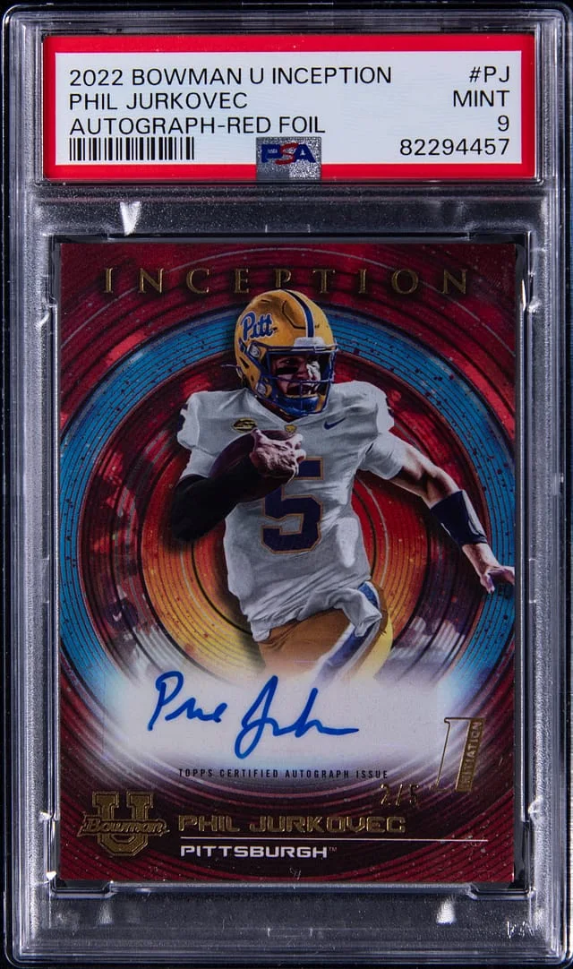 2022-23 Bowman University Phil Jurkovec Inception Autograph Red Foil #PJ card image