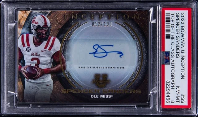 2022-23 Bowman University Spencer Sanders Inception Top Of the Class Autograph #SS card image