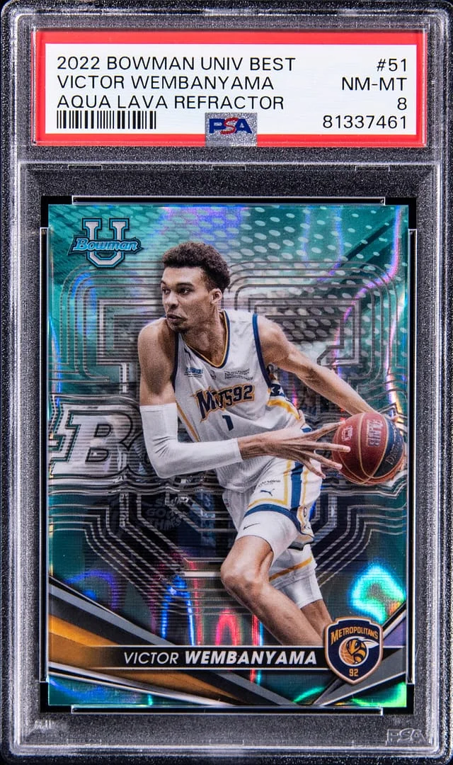 2022-23 Bowman University Victor Wembanyama Aqua Lava Refractor #51 card image