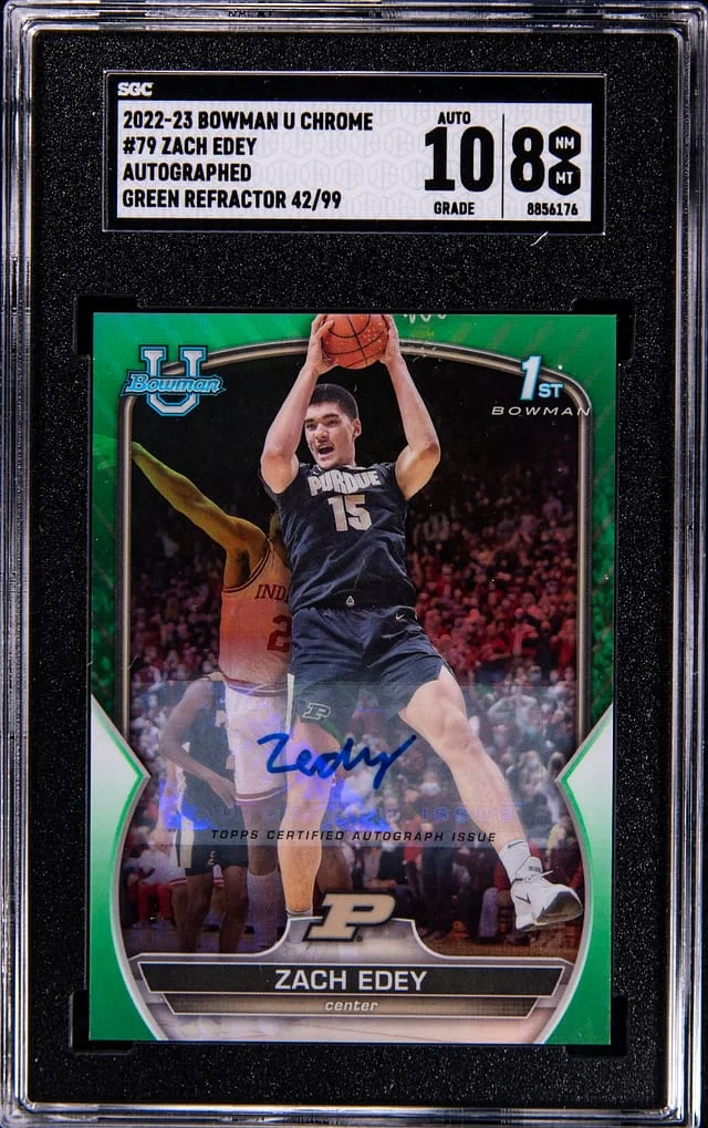 2022-23 Bowman Zach Edey U Chrome Autographs Green Refractor #79 card image