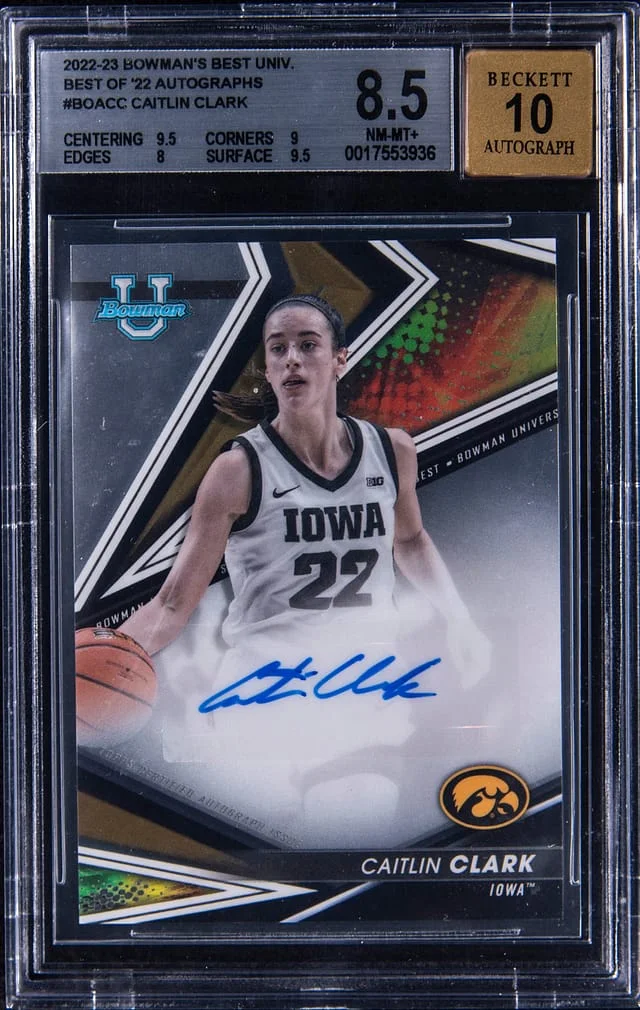 2022-23 Bowman's Best Caitlin Clark University Best of '22 Autographs #BOA-CC card image