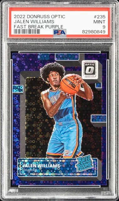 2022-23 Donruss Optic Jalen Williams Fast Break Purple Rated #235 card image