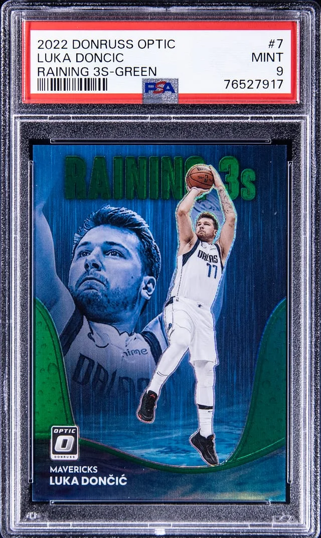 2022-23 Donruss Optic Luka Doncic Raining 3s - Green #7 card image