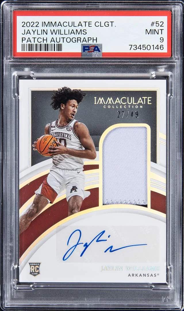 2022-23 Immaculate Jaylin Williams Collection Collegiate Patch Autograph #52 card image