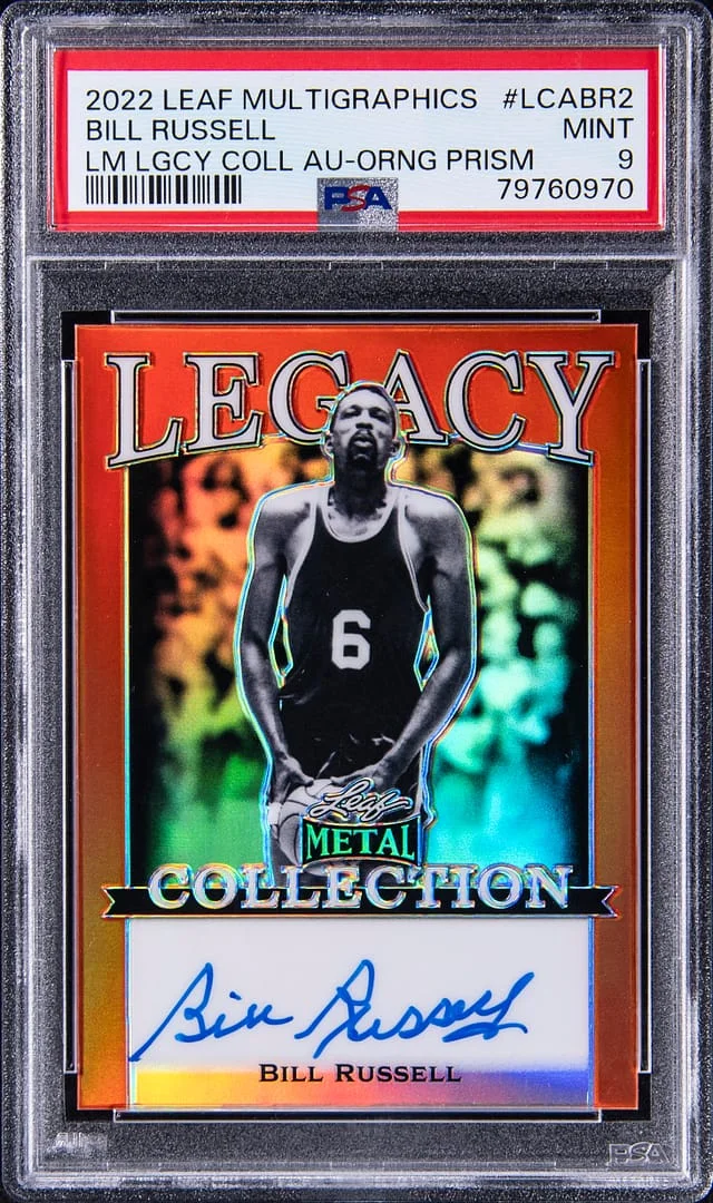 2022-23 Leaf Bill Russell Multigraphics Legacy Collection Autograph Orange Prism #LCA-BR2 card image