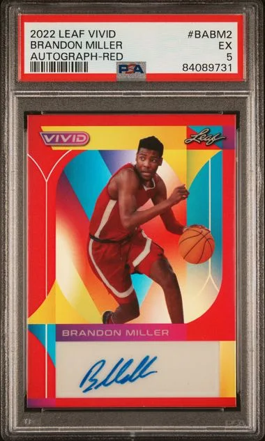 2022-23 Leaf Brandon Miller Vivid Autographs Red #BAB-M2 card image