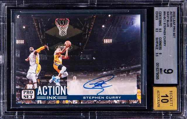 2022-23 Leaf Stephen Curry Pro Set Action Ink Navy Blue #AI-SC1 card image