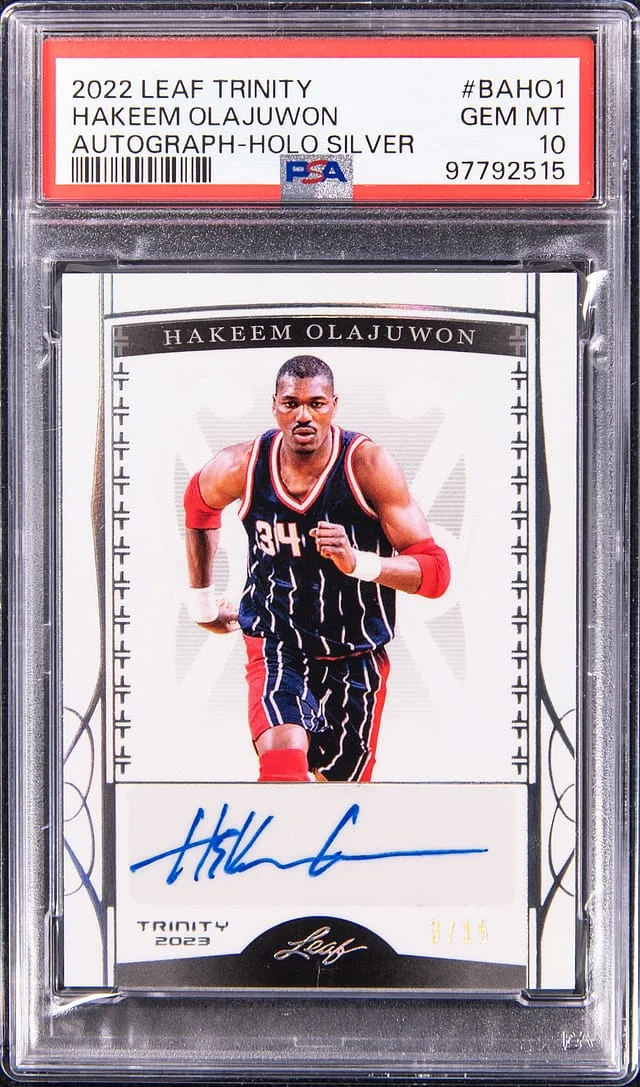 2022-23 Leaf Trinity Hakeem Olajuwon Autograph Holo Silver #BA-HO1 card image