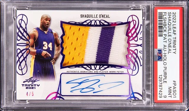 2022-23 Leaf Trinity Shaquille O'neal Patch Autograph Silver Foil #PA-SO1 card image