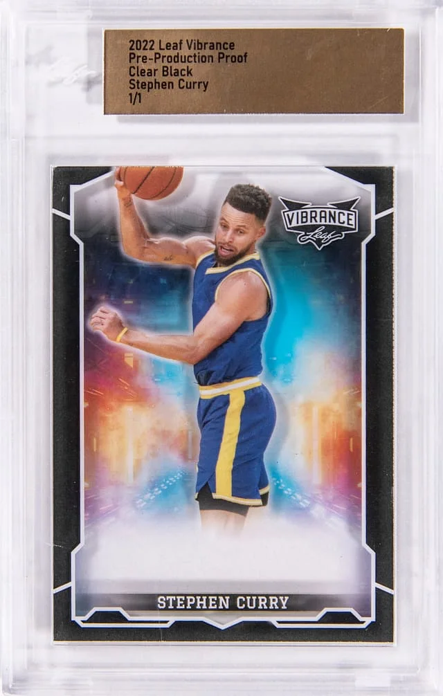 2022-23 Leaf Vibrance Pre-Production Proof Clear Black Stephen Curry - Leaf Encased #no-number card image