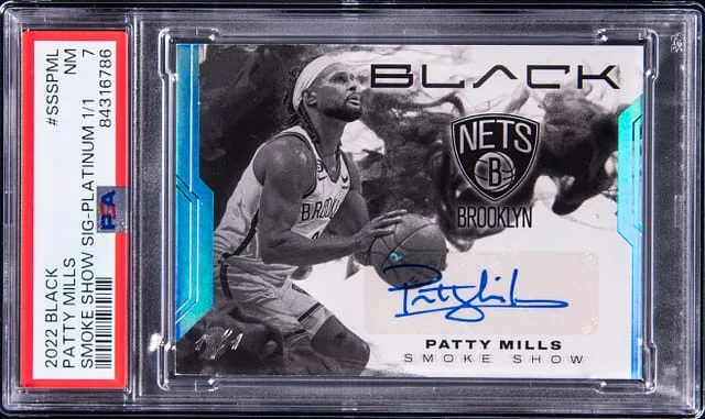 2022-23 Panini Black Patty Mills Smoke Show Signature Platinum #SSS-PML card image