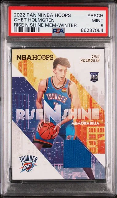 2022-23 Panini Chet Holmgren NBA Hoops Rise N Shine Memorabilia Winter #RSCH card image