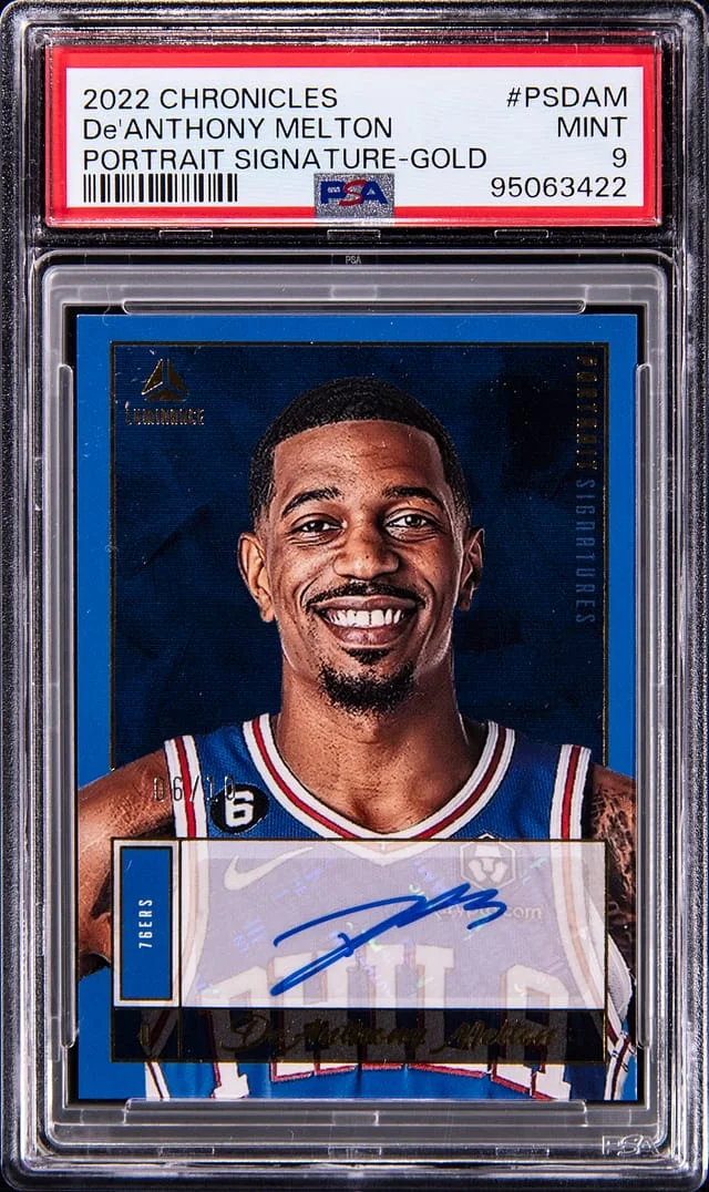 2022-23 Panini Chronicles De'Anthony Melton Portrait Signature Gold #PS-DAM card image