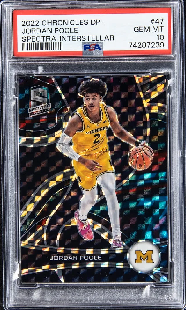 2022-23 Panini Chronicles Draft Picks Jordan Poole Spectra Interstellar #47 card image