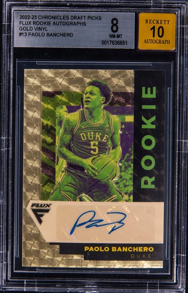 2022-23 Panini Chronicles Draft Picks Paolo Banchero Flux Autographs Gold Vinyl #13 card image