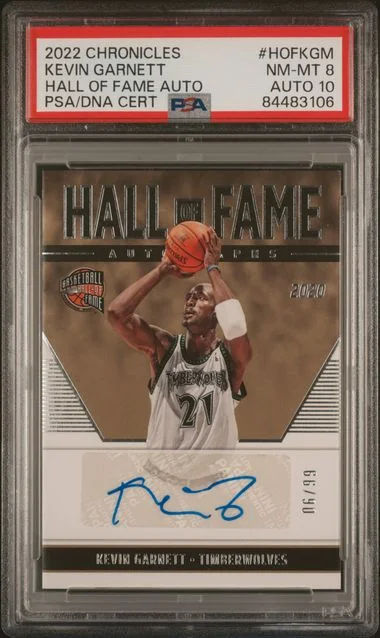 2022-23 Panini Chronicles Kevin Garnett Hall Of Fame Autographs #HOFKGM card image