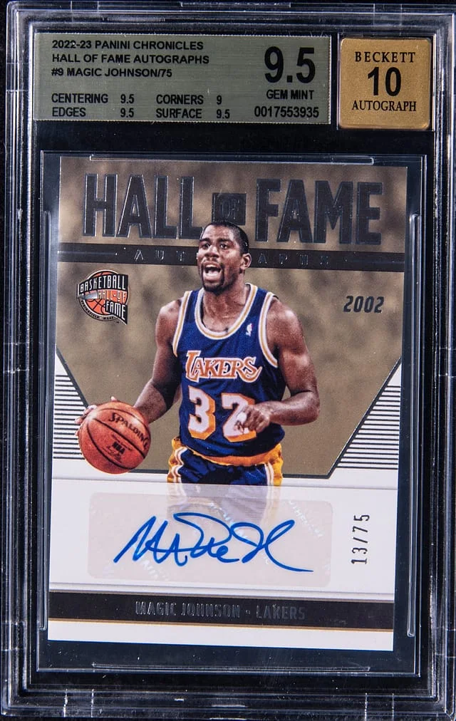 2022-23 Panini Chronicles Magic Johnson Hall of Fame Autographs #HOF-MJL card image