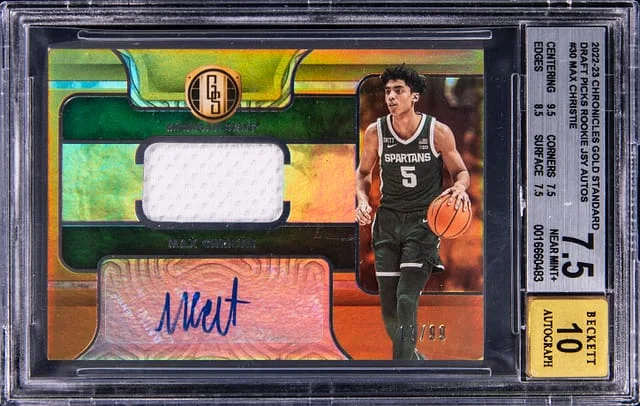 2022-23 Panini Chronicles Max Christie Gold Standard Draft Picks Jersey Autograph #30 card image