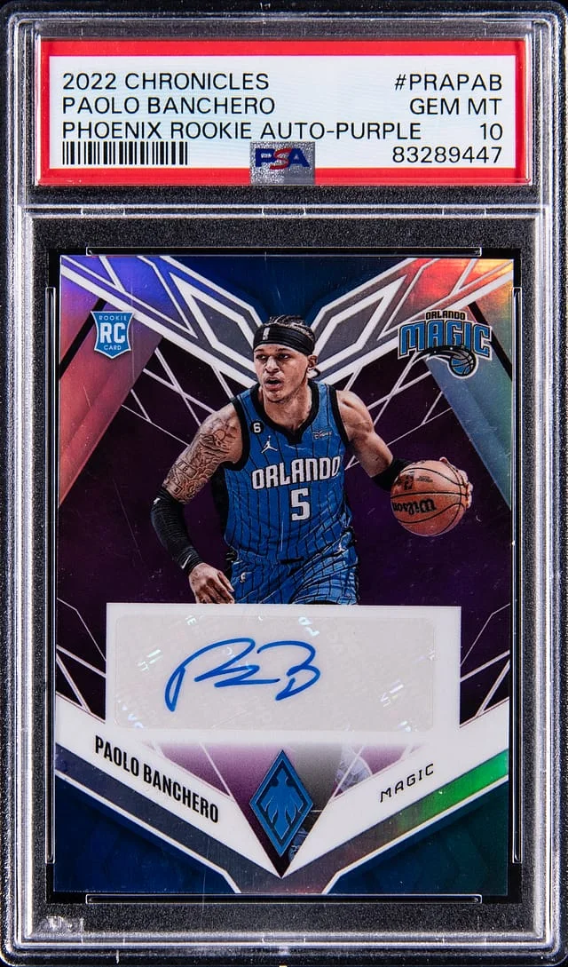 2022-23 Panini Chronicles Paolo Banchero Phoenix Autographs Purple #PRA-PAB card image