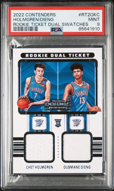 2022-23 Panini Contenders C.Holmgren/O.Dieng Ticket Dual Swatches #RT2-OKC card image