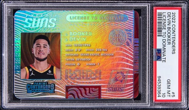 2022-23 Panini Contenders Devin Booker License to Dominate #5 card image