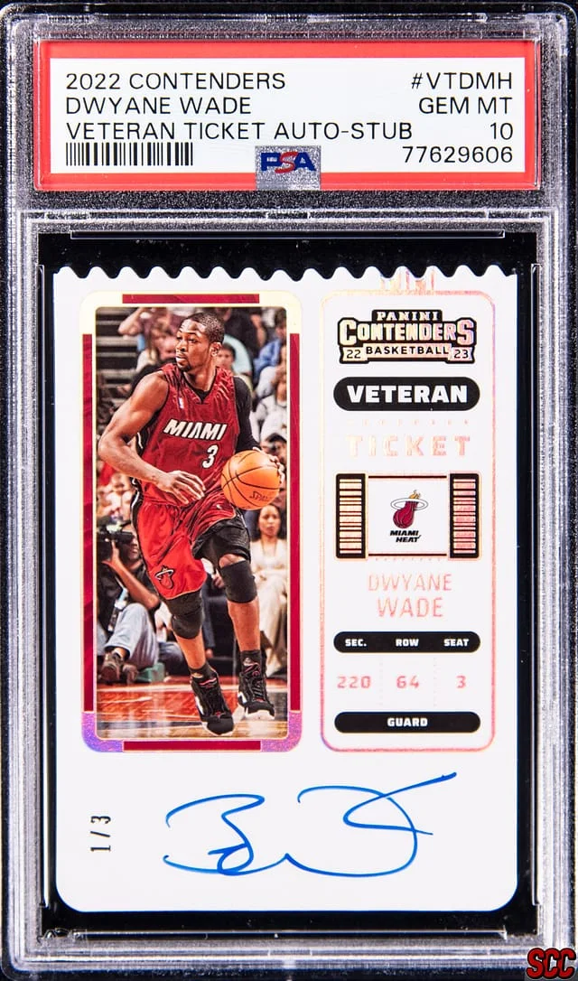 2022-23 Panini Contenders Dwyane Wade Veteran Ticket Autographs Stub #VT-DMH card image