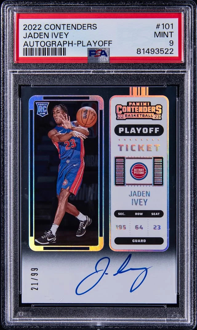 2022-23 Panini Contenders Jaden Ivey Ticket Gold Vinyl #101 card image