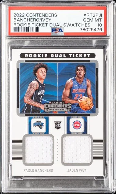 2022-23 Panini Contenders Jaden Ivey /Paolo Banchero Ticket Dual Swatches #RT2PJI card image