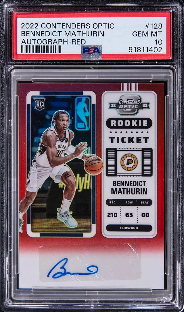 2022-23 Panini Contenders Optic Bennedict Mathurin Autograph Red #128 card image