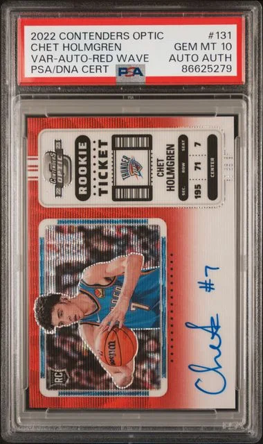 2022-23 Panini Contenders Optic Chet Holmgren Variation-Autograph-Red Wave #131 card image