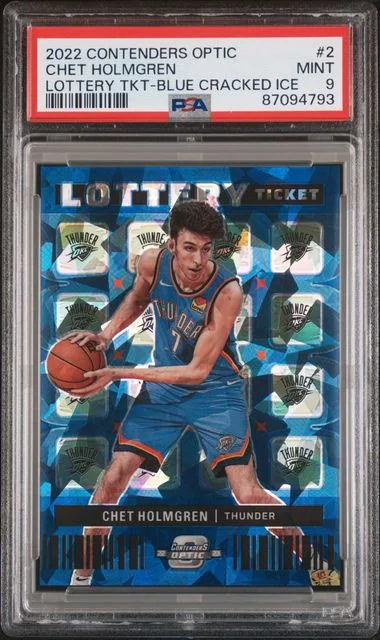 2022-23 Panini Contenders Optic Chet Holmgren Lottery Tickets Blue Cracked Ice #2 card image