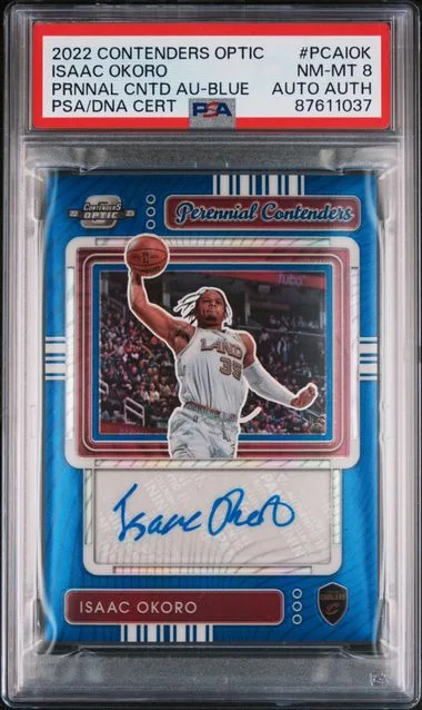 2022-23 Panini Contenders Optic Isaac Okoro Perennial Contenders Autographs Blue #PCAIOK card image