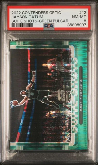2022-23 Panini Contenders Optic Jayson Tatum Suite Shots Green Pulsar #12 card image