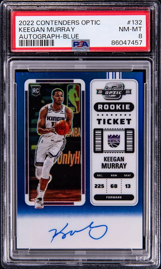 2022-23 Panini Contenders Optic Keegan Murray Ticket Autograph Blue #132 card image