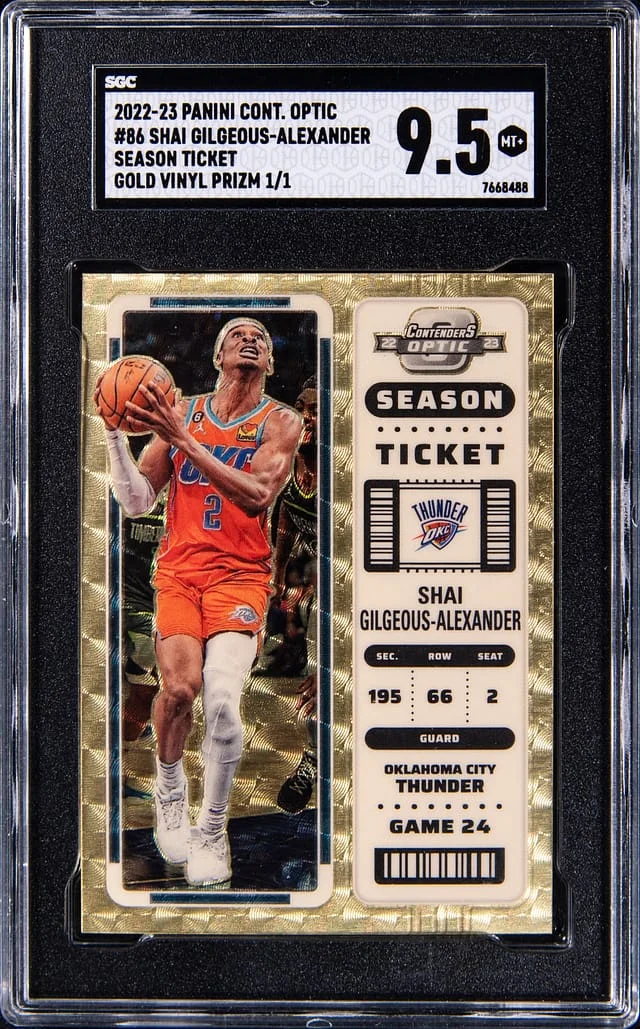 2022-23 Panini Contenders Optic Shai Gilgeous-Alexander Season Ticker Gold Vinyl #86 card image