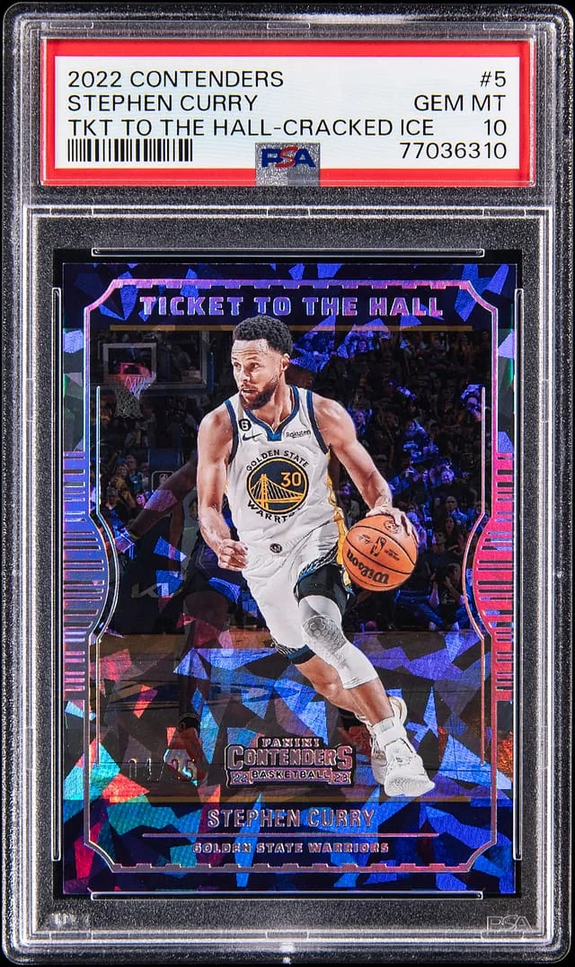 2022-23 Panini Contenders Stephen Curry Ticket To The Hall Cracked Ice #5 card image