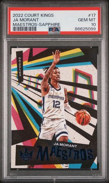 2022-23 Panini Court Kings Ja Morant Maestros Sapphire #17 card image