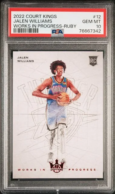 2022-23 Panini Court Kings Jalen Williams Works In Progress Ruby #12 card image