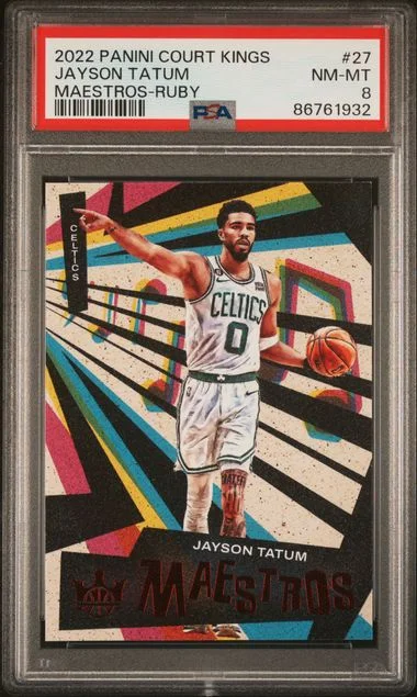 2022-23 Panini Court Kings Jayson Tatum Maestros Ruby #27 card image