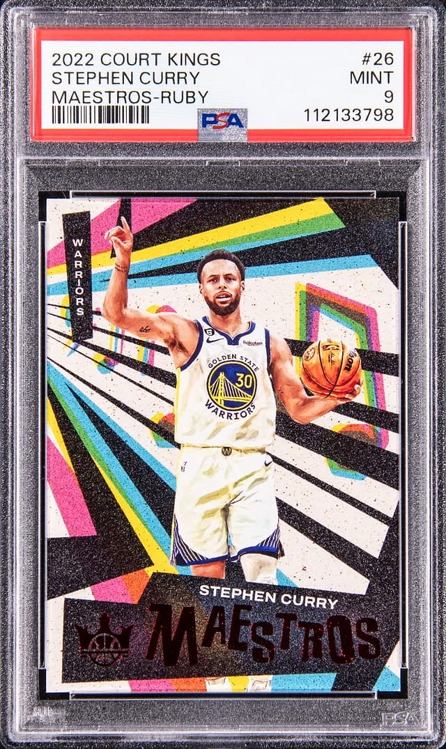 2022-23 Panini Court Kings Stephen Curry Maestros Ruby #26 card image