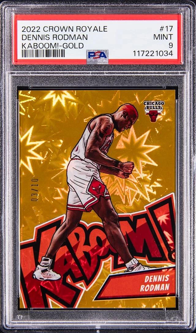 2022-23 Panini Crown Royale Dennis Rodman Kaboom! Gold #17 card image