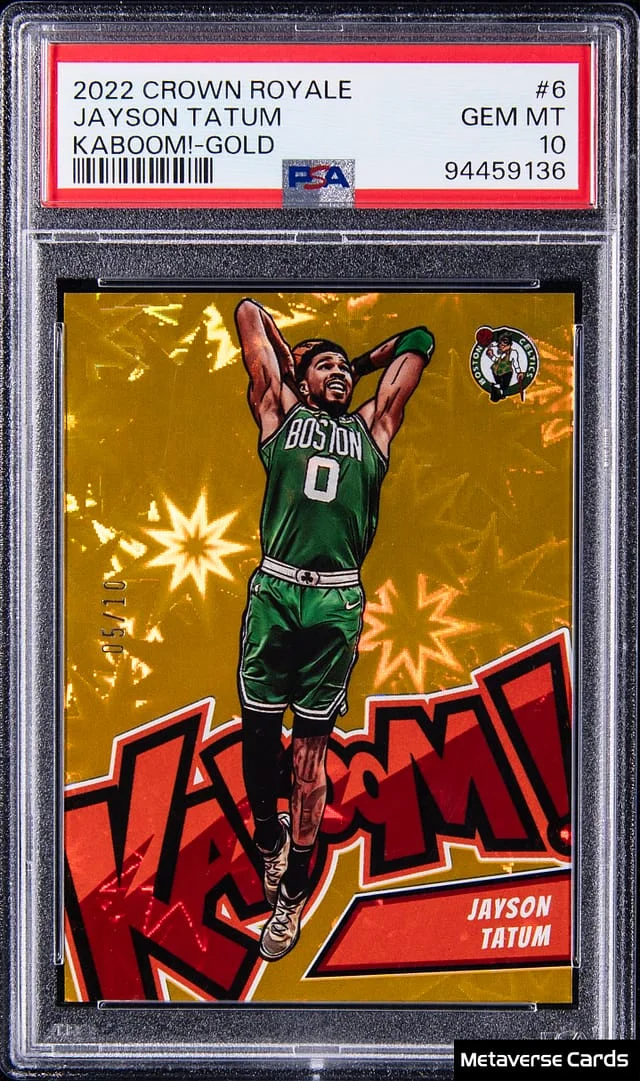 2022-23 Panini Crown Royale Jayson Tatum Kaboom! Gold #6 card image