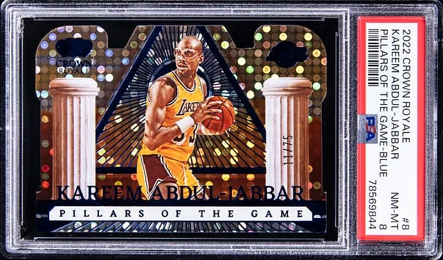 2022-23 Panini Crown Royale Kareem Abdul-Jabbar Pillars Of The Game Blue #8 card image