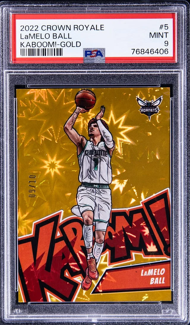 2022-23 Panini Crown Royale LaMelo Ball Kaboom! Gold #5 card image