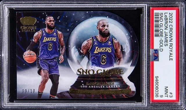 2022-23 Panini Crown Royale LeBron James Sno Globe Gold #3 card image